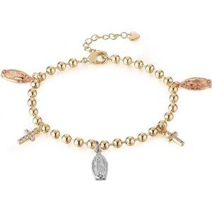 Virgin Of Guadalupe Rosary Bead Cross Adjustable Link Bracelet